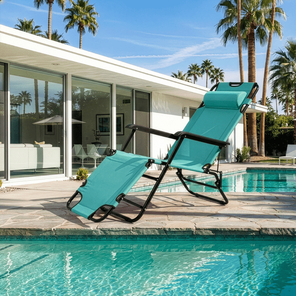 Folding Recliner Chair, Portable Extendable Folding Reclining Chairs for Indoor Outdoor, Green
