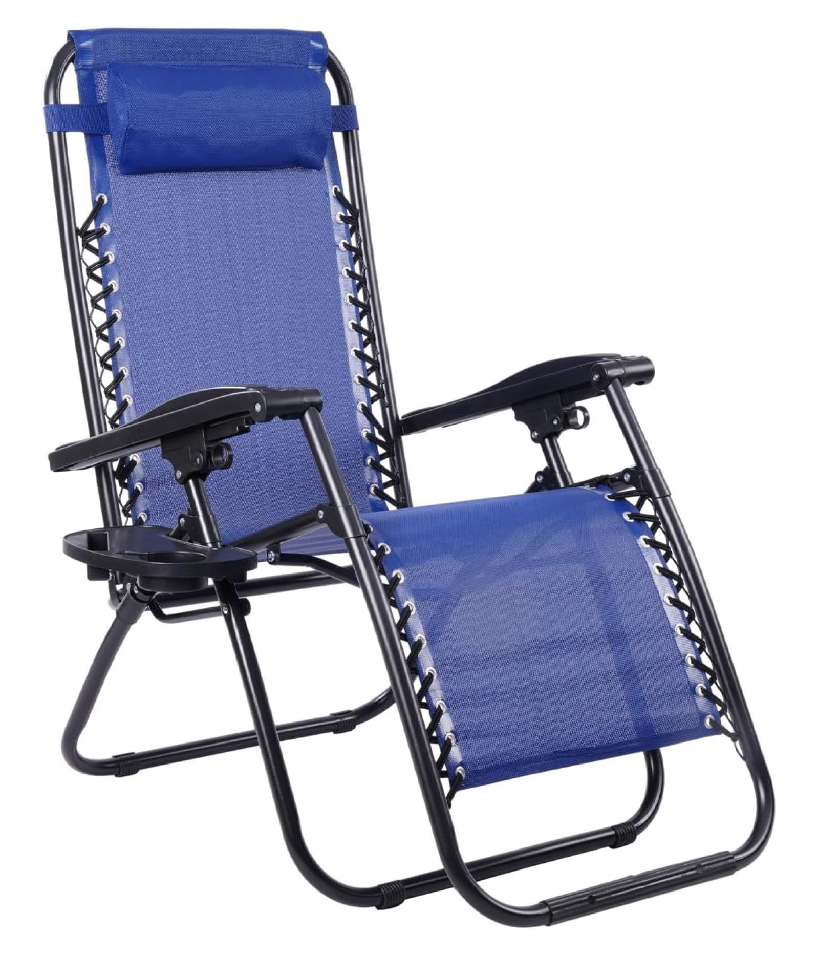 Folding Reclining Lounge Chair with Pillow,Adjustable Reclining Patio