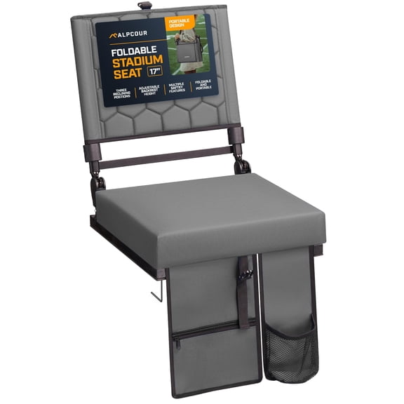 Folding Reclining Stadium Seats with Back Support for Bleachers, Bleacher Chairs with Back and Cushion Seating for Football, Camping Chair, Kayak Seat, Canoe, Paddle Board, Concerts, & Sports Events