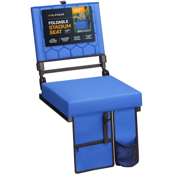 Folding Reclining Stadium Seats with Back Support for Bleachers, Bleacher Chairs with Back and Cushion Seating for Football, Camping Chair, Kayak Seat, Canoe, Paddle Board, Concerts, & Sports Events