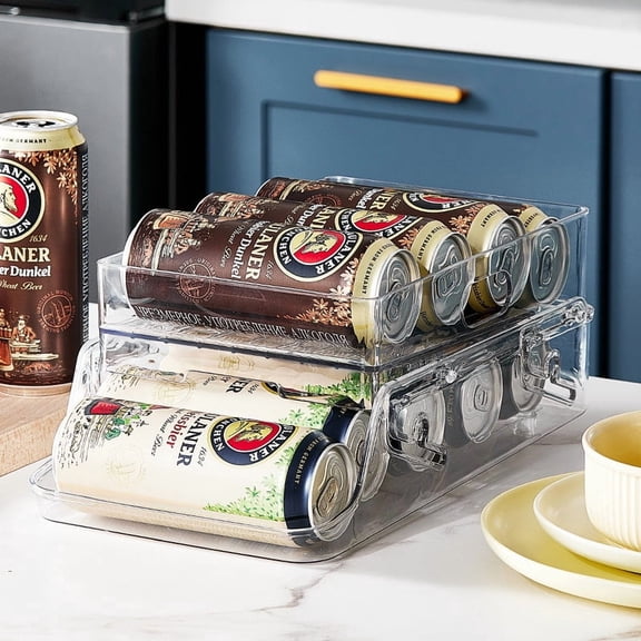 Folding Refrigerator, Beverage Storage Box, Double-layer Automatic Rolling Storage Rack, Beer, Cola, Soda, Soda Can, Beverage Rack