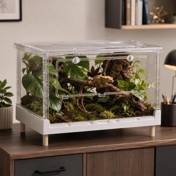 Folding Reptile Travel Terrarium Tank 27" × 17" × 16" | 28 Gallon Portable Transport or Quarantine Enclosure Habitat for Geckos, Lizards, Snakes, Turtles, Spiders