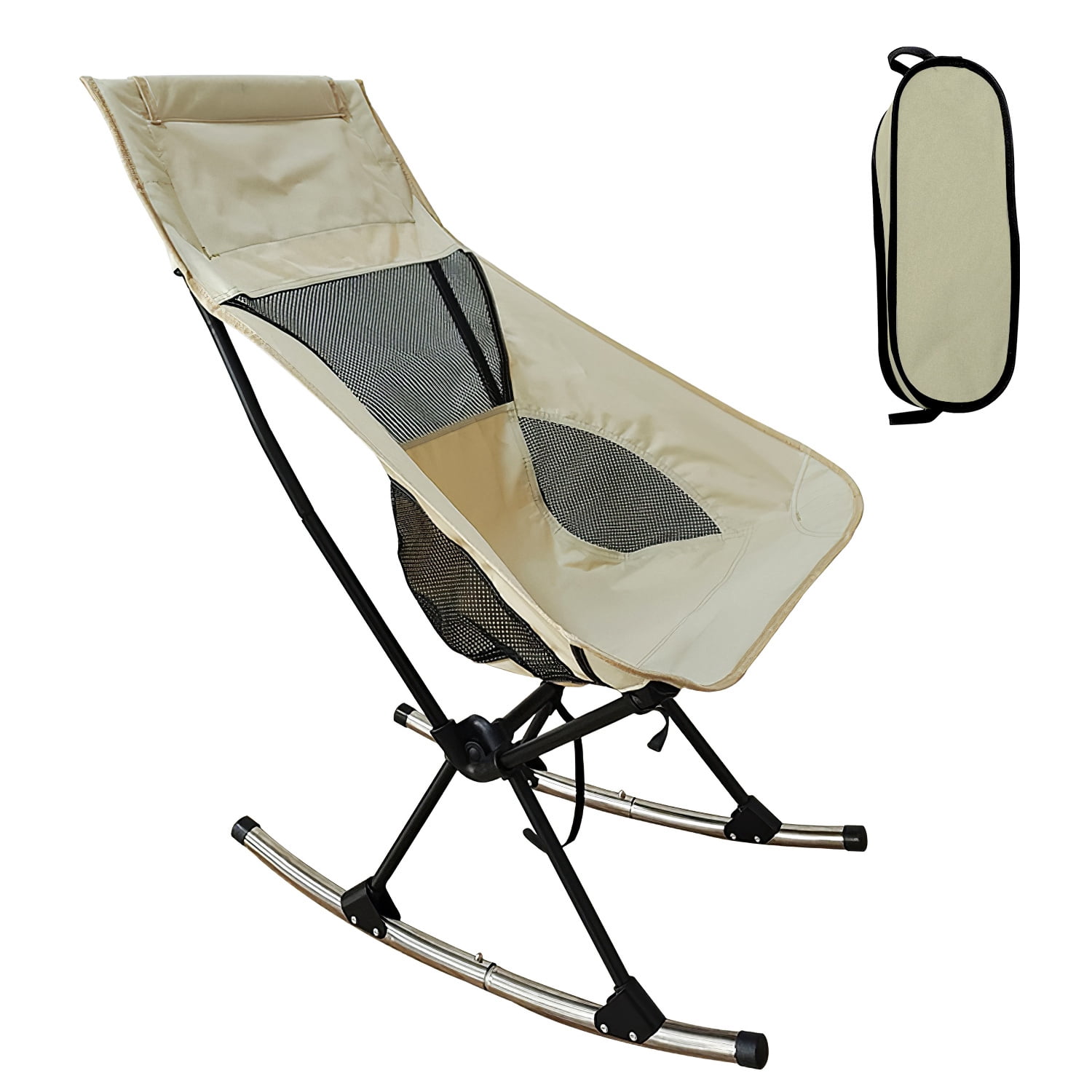 Folding Rocking Camping Chair iMounTEK Portable Outdoor Rocker Chair with High Back Carry Bag