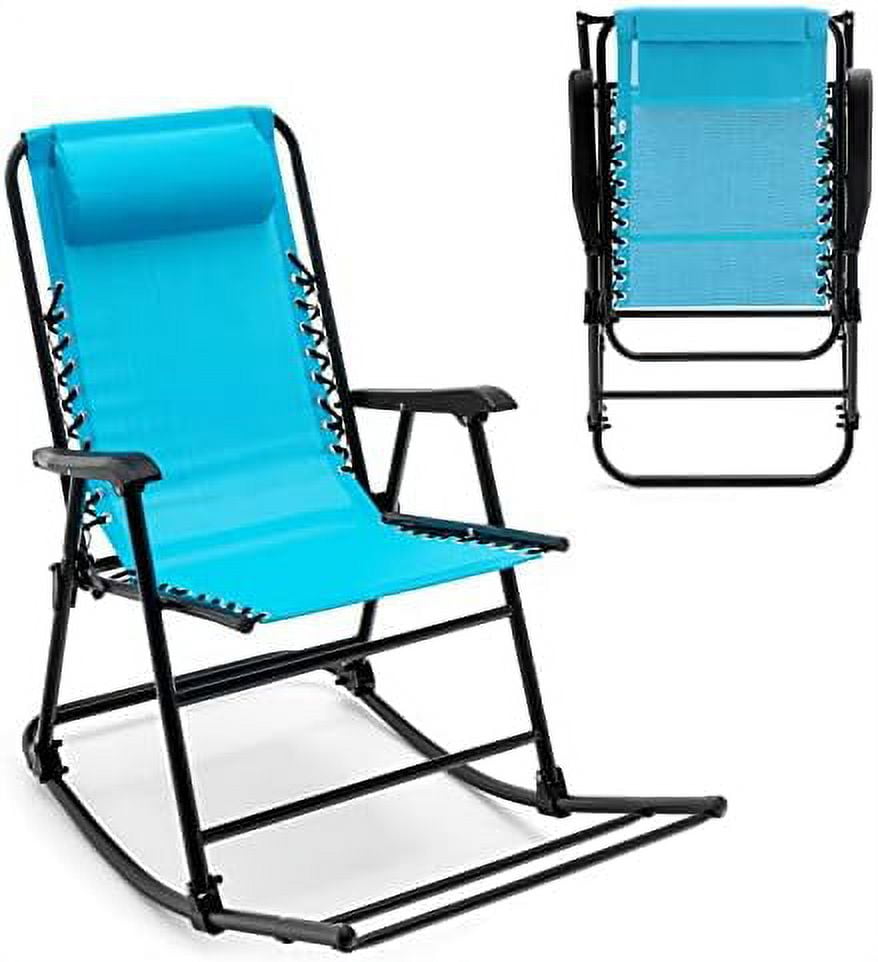 Folding Rocking Chair, Rocking Camping Chair with Pillow & Armrests