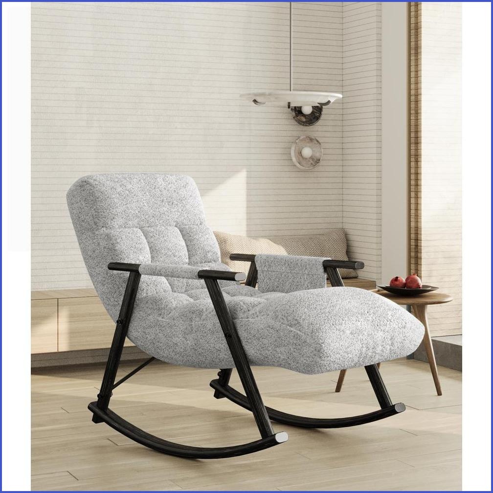 Foldable Rocking Footrest Folding Rocking Chair with Adjustable Back/Footrest, Side Pockets ...