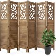 Folding Room Divider 5.6Ft 6 Panels Wood Carved Privacy Screens Free