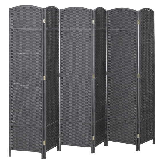 Folding Room Divider 6 Panel, 5.6' Tall Privacy Screen, Freestanding Partition for Home Office - Charcoal Gray