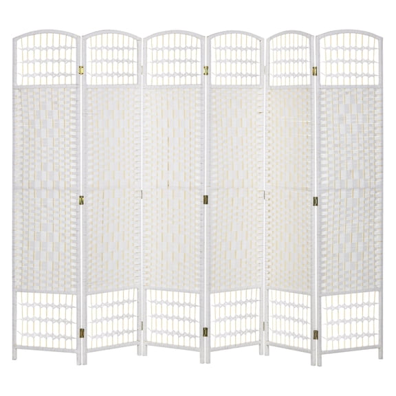 Folding Room Divider 6 Panel, Portable Privacy Screen, Wave Fiber Partition