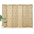 thumbnail image 1 of Folding Room Divider, 66.9 Inch Wood Carved Privacy Screens, Free Assembled Freestanding Simple Decorative Partition for Home Office Restaurant Bedroom (6 Panels, Natural), 1 of 18