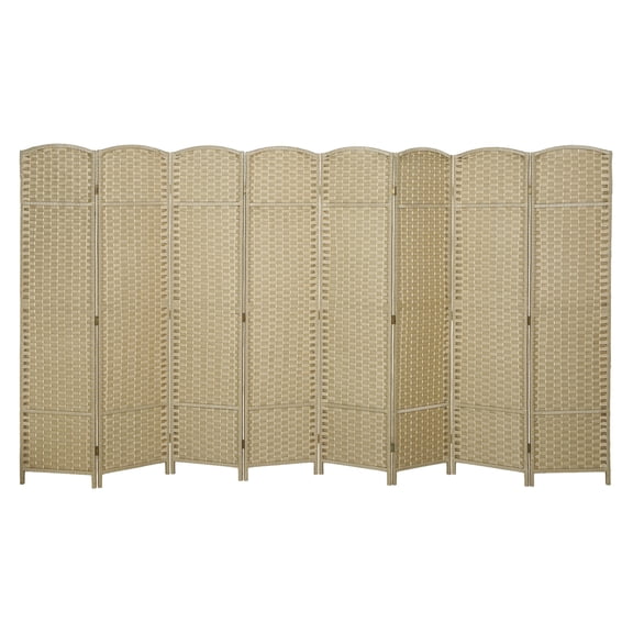 Folding Room Divider 8 Panel 5.6ft Tall Privacy Screen - Freestanding Partition for Home Office, Beige