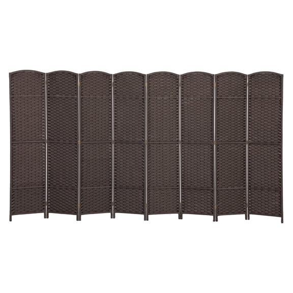 Folding Room Divider 8 Panel 5.6ft Tall Privacy Screen - Freestanding Partition for Home Office, Brown
