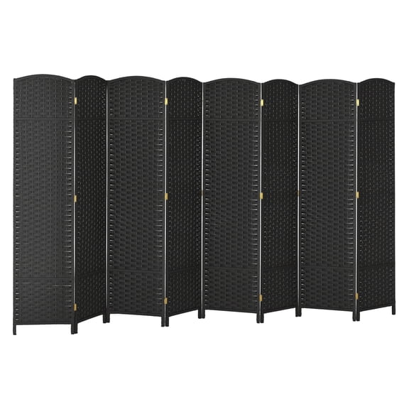 Folding Room Divider 8 Panel, 5.6ft Tall Privacy Screen for Home Office, Black Freestanding Partition