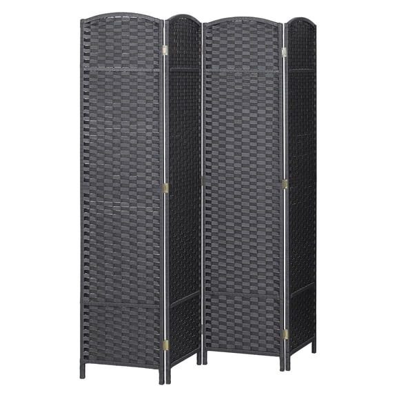 Folding Room Divider Screen 4 Panel 5.6 ' Tall Privacy Screen Freestanding Room Partition for Home Office, Charcoal Gray