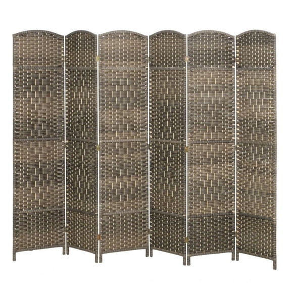 Folding Room Divider Screen - 6 Panel Privacy Screen, Dark Rustic Oak, 106.3" Wide, Portable Freestanding Partition for Home, Office, or Decorative Use