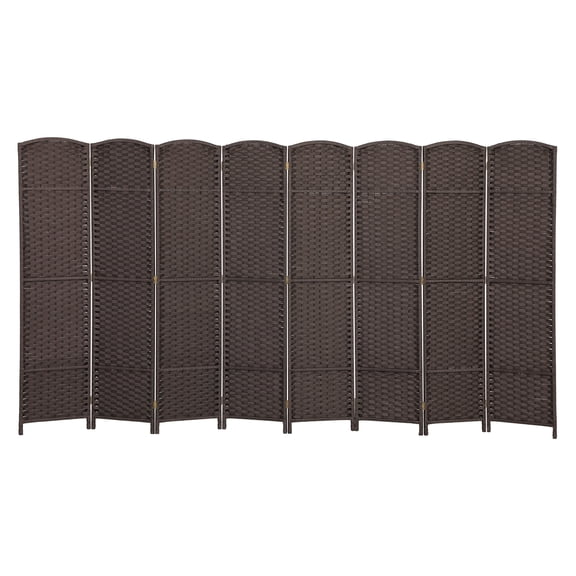 Folding Room Divider Screen 8 Panel 5.6 ' Tall Privacy Screen Freestanding Room Partition for Home Office, Brown