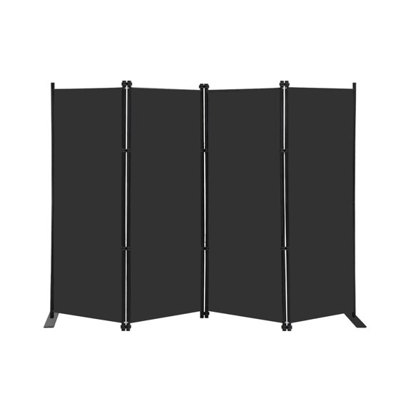 Folding Room Divider, Six Panel Privacy Screen For Space Separation, Freestanding Partition Wall Organizer Frame Portable Office Walls Display Screen, Modern Minimalist Style, Black, One Piece
