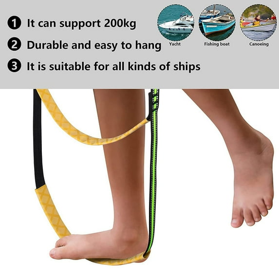Folding Rope Ladder For Inflatable Boats, Hook-On Soft Boarding Ladder With 3-Tier Design, Safe And Comfortable Climbing For Water Sports