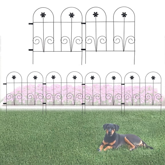 Glamos Wire 29 inch Folding Round Top Clip Fence Metal Flower Border Panels 2 Pack 16 feet Total