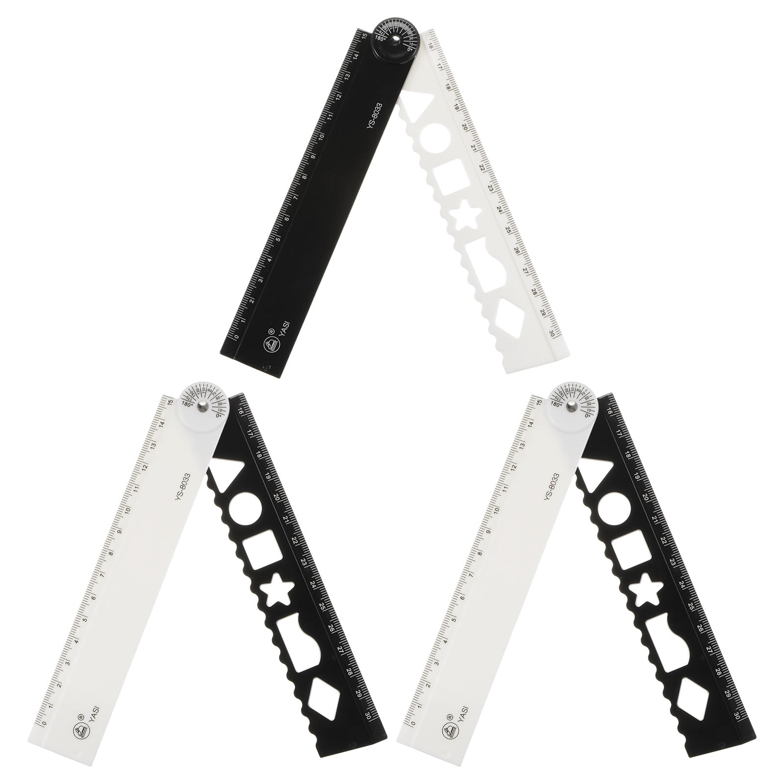 3pcs Folding Ruler 30cm Metric Polystyrene Measuring Tool, Black White ...