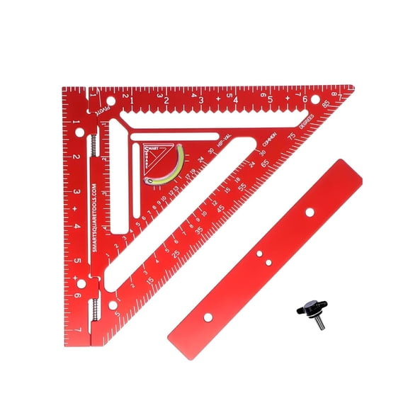 Folding Ruler with Wood Red for home office, retail, angle ruler, metal measuring tool