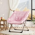 thumbnail image 1 of Folding Saucer Chair for Adults, Faux Fur Reading Lounge Chair with Plush Cushion & Metal Legs, No Assembly, Space-Saving for Living Rooms, Apartments, Dorms, Pink, 1 of 9
