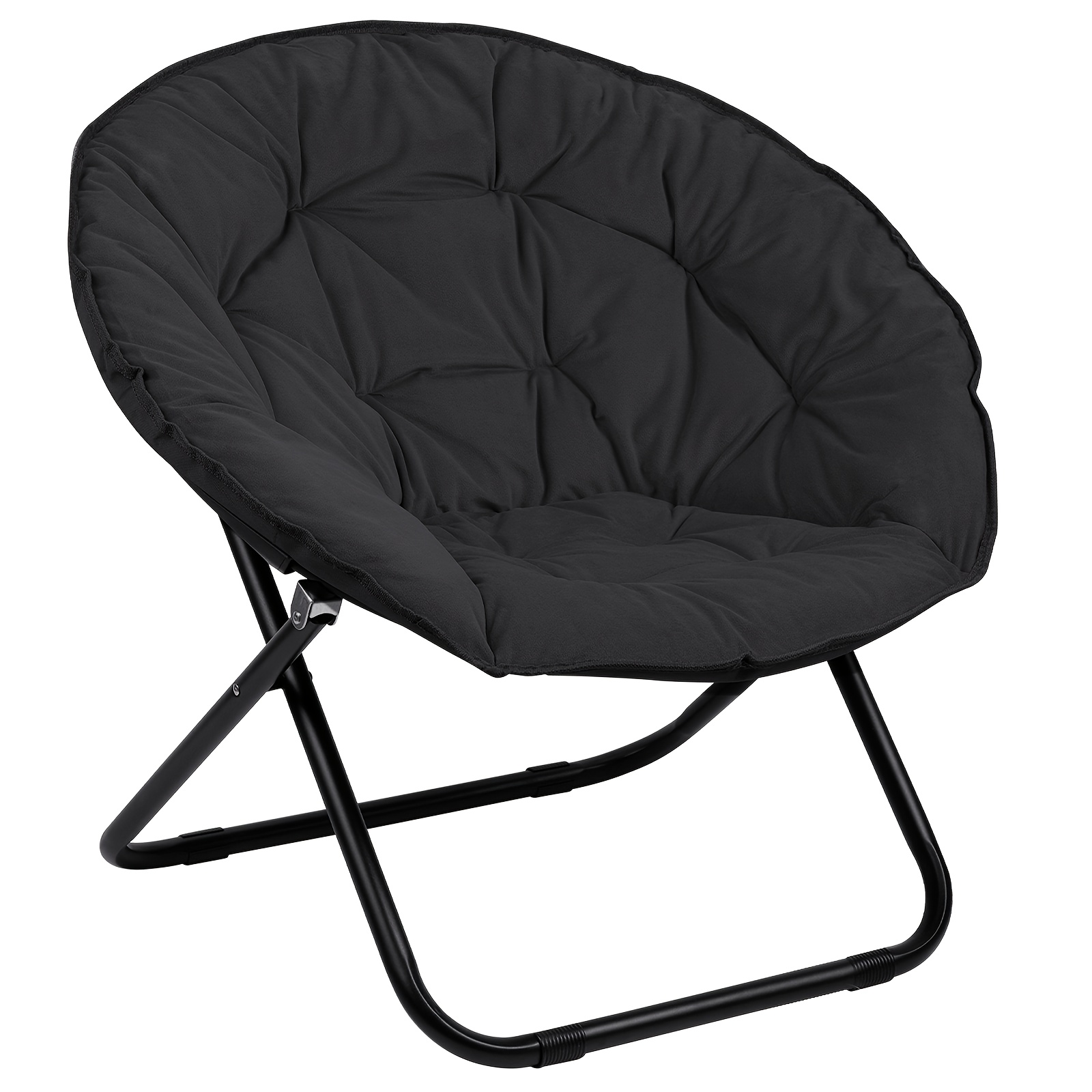 Folding Saucer Moon Chair for Adult Teen Bedroom Chair 30 Inch Black