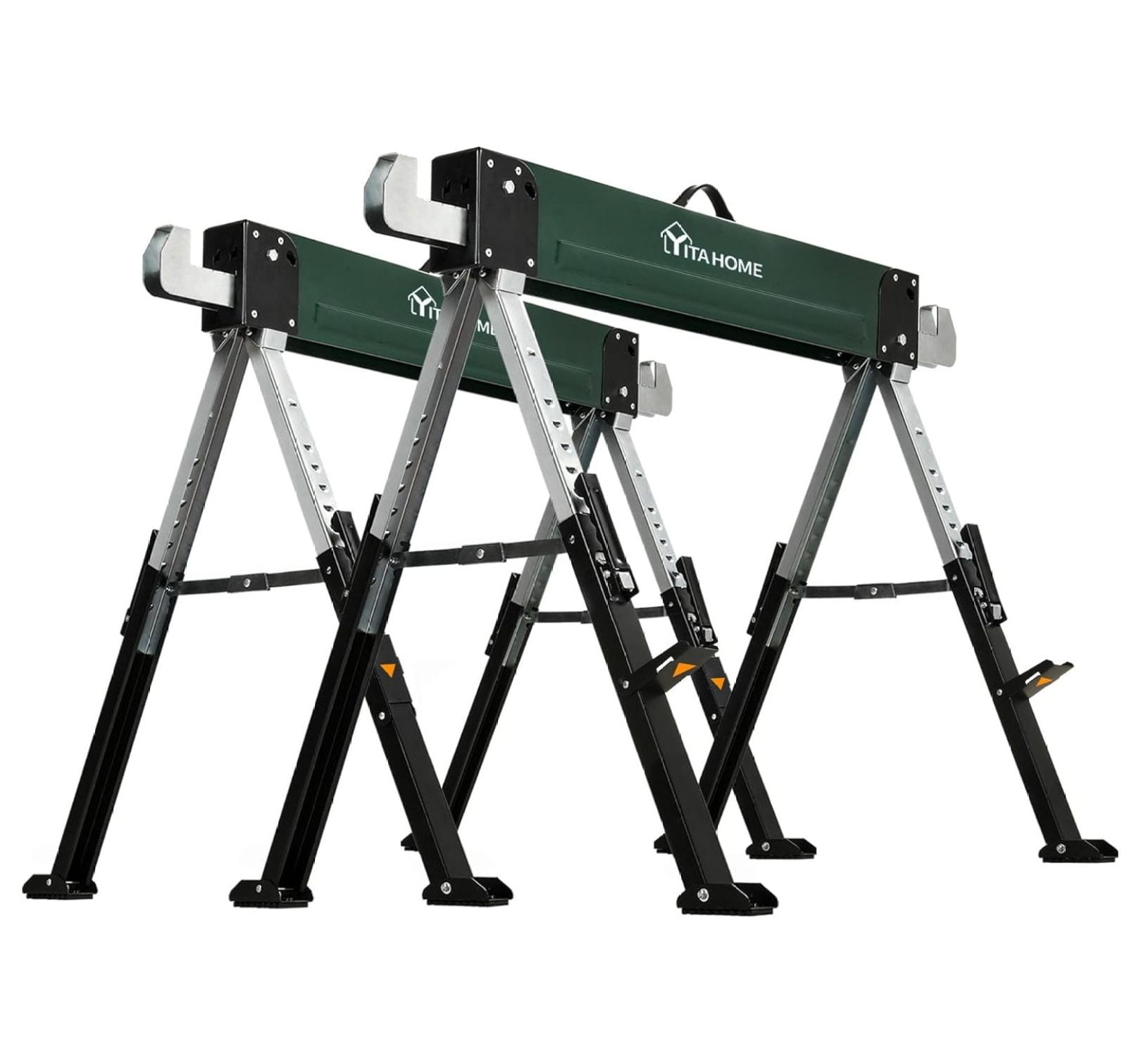 WORKESS Folding Miter Saw Stand - 330 Lb Capacity, Extends 37" To 76.7", Portable Saw Horses 2-Pack