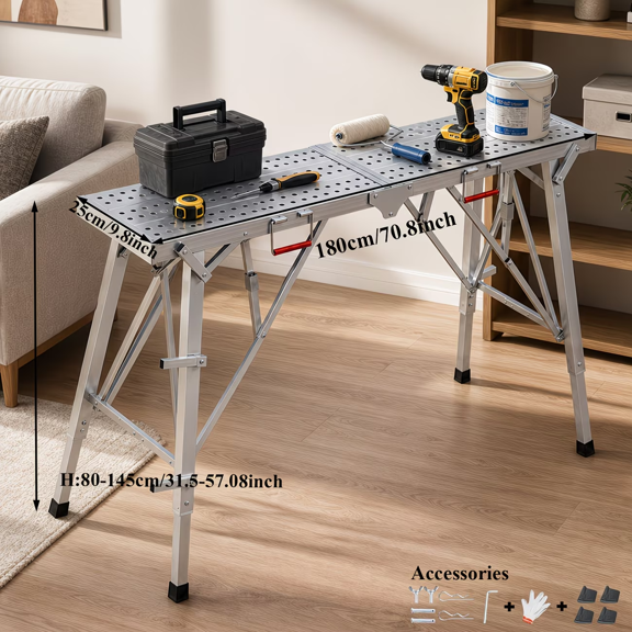 Folding Scaffolding Heavy-Duty Foldable, Railing Suitable for Home Renovation Steel Scaffolding, Anti-slip Pedal, Heavy-duty Thickened