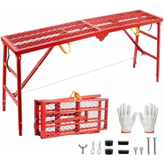 Folding Scaffolding Platform 70.9"x15.2"x53", 800 Lbs Capacity, 5-Level Height Adjustable Work Platform with Anti-Slip Surface, Portable Scaffolding Ladder for RV, Painting, Construction