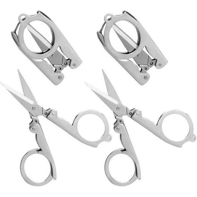 Folding Scissors 4pcs Stainless Steel Small Scissors Pocket Portable Foldable Travel Scissors