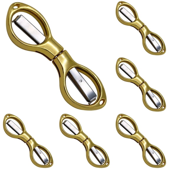 Folding Scissors, 6 Pcs Small Stainless Steel Foldable Scissors, Portable Mini Travel Scissors for Home Travel Office, Gold