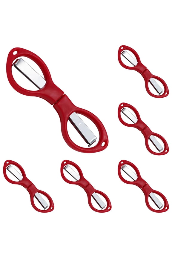 Folding Scissors, 6 Pcs Small Stainless Steel Foldable Scissors, Portable Mini Travel Scissors for Home Travel Office, Red