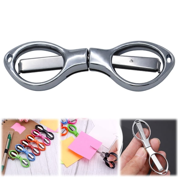 Folding Scissors, Portable Heavy-Duty Telescopic Cutter, Safety Foldable Pocket Badge Small Scissors for Home, Office, Craft, Sewing Accessories, Travel, 1 Pcs, 3.44x1.04"