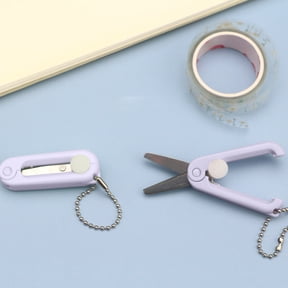 Folding Scissors,Portable Plastic Telescopic Cutter,Safety Foldable Pocket Badge Small Scissors for Home,Office,Craft,Sewing,Nurse Accessories,Travel(Purple)