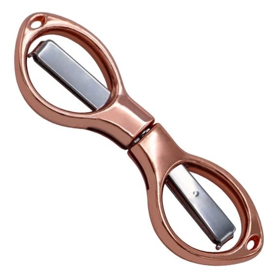 Folding Scissors, Portable Scissors, Pocket Cutter, Stainless Steel Telescopic Safety Foldable Small Scissors, Glasses-Shaped Lightweight Cutter for Craft Sewing Outdoor Fishing Home Use,Rose Golden