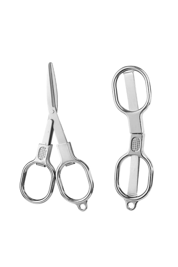Folding Scissors Stainless Steel Portable Mini Travel Keychain Tool with Safety Lock 4.5 Inch Extended for Camping First Aid Cut Tape Fishing Line Cardboard Paper Fabric