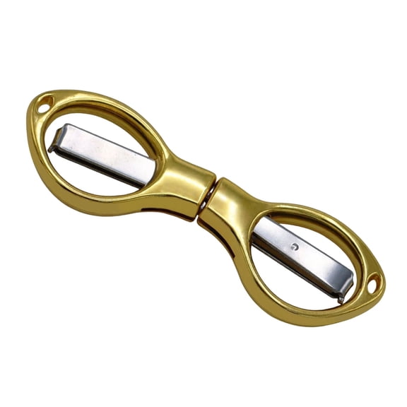 Folding Scissors Stainless Steel Portable Mini Travel Scissors, Mini Foldable Pocket Scissors Badge Small Scissors, Glasses-Shaped Scissors Anti-Rust Folding Scissors for Home, 1Pc(Gold,3.4x1")