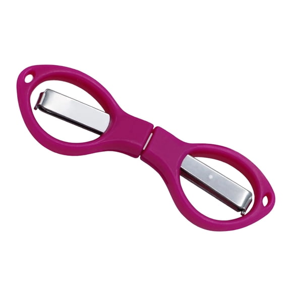Folding Scissors Stainless Steel Portable Mini Travel Scissors, Mini Foldable Pocket Scissors Badge Small Scissors, Glasses-Shaped Scissors Anti-Rust Folding Scissors for Home, 1Pc(Pink,3.4x1")