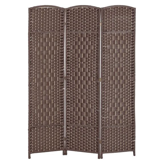 Folding Screen 3 Panel 6' Tall Privacy Screen Freestanding Wood Partition for Home Office, Brown