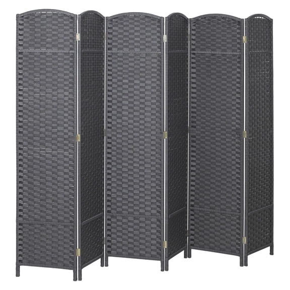 Folding Screen 6 Panel 5.6' Tall Privacy Screen Freestanding Room Partition for Home Office, Charcoal Gray