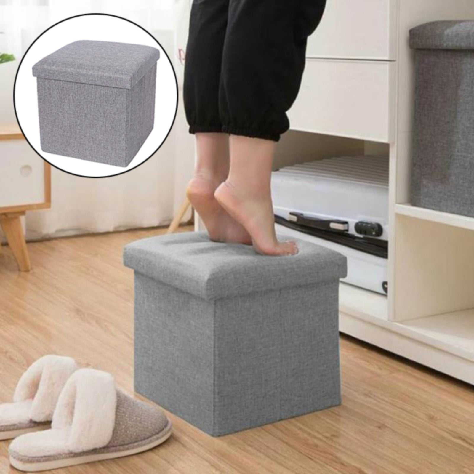 Folding Seat Lowprice! Hanzidakd Folding Storage Ottoman Cube Saving