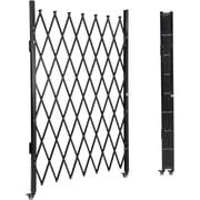 Folding Security Door, 61"H x 71"W Single Folding Door, Portable Expandable Fence Gate with Casters, Flexible Steel Accordion Security Gate Barricade Gate for Backyard Garden