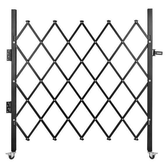 Folding Security Gate 48" x 66", Steel Accordion Door Gate, Rolling Barricade Gate, Single Folding Security Barrier with Padlock for Entryway