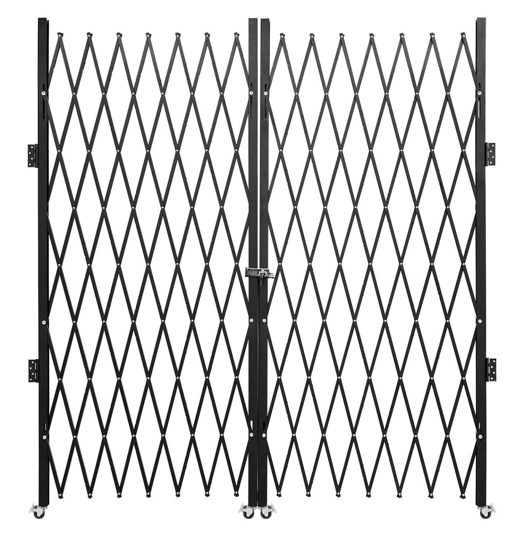 Folding Security Gate 5.1' x 10.2', Steel Accordion Door Gate, Expandable Barricade Gate with Keys, Heavy Duty Safety Gate for Doorways, Hallways, Storefront