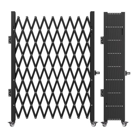 Folding Security Gate 7.8ft, Steel Accordion Door Gate, 7.25ft H Single Folding Barrier, Rolling Barricade Gate with Padlock for Warehouse, Storefront