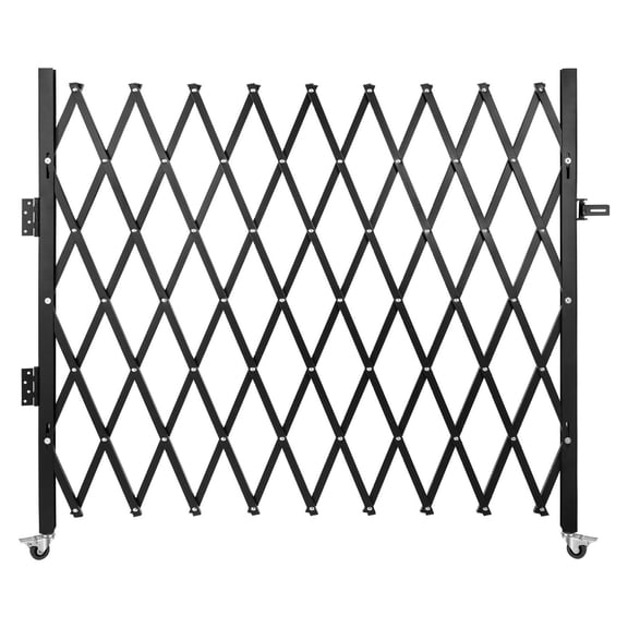 Folding Security Gate 7ft H x 7ft W, Steel Accordion Door Gate, Adjustable Rolling Barricade Gate with Padlock for Industrial & Commercial Use