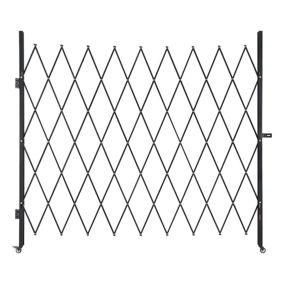 Folding Security Gate, Lockable Scissor Gate - 86.6 x 86.8 Inch, Steel Retractable Barrier for Entryways, Garage, Warehouse, Pool, with Casters