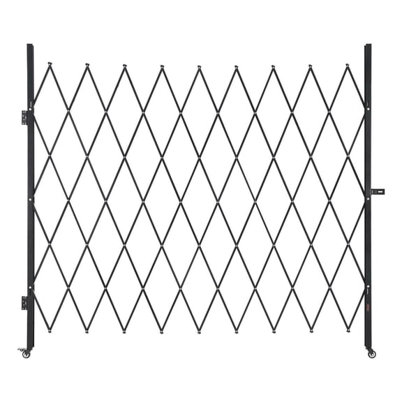 Folding Security Gate, Lockable Steel Barricade - 86.6"x86.8", Retractable Scissor Gate with Casters for Entryways, Garage, Warehouse, Pool Safety