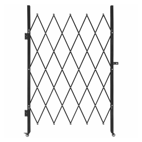 Folding Security Gate, Lockable Steel Barricade - 49.61 x 77.76 in, Retractable Scissor Gate with Casters for Entry, Garage, Warehouse, Pool Safety