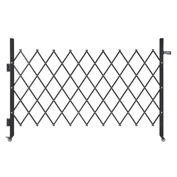 Folding Security Gate, Lockable Steel Barricade - 74.8" Wide - Scissor Gate with Casters for Entry, Garage, Warehouse, Pool Security